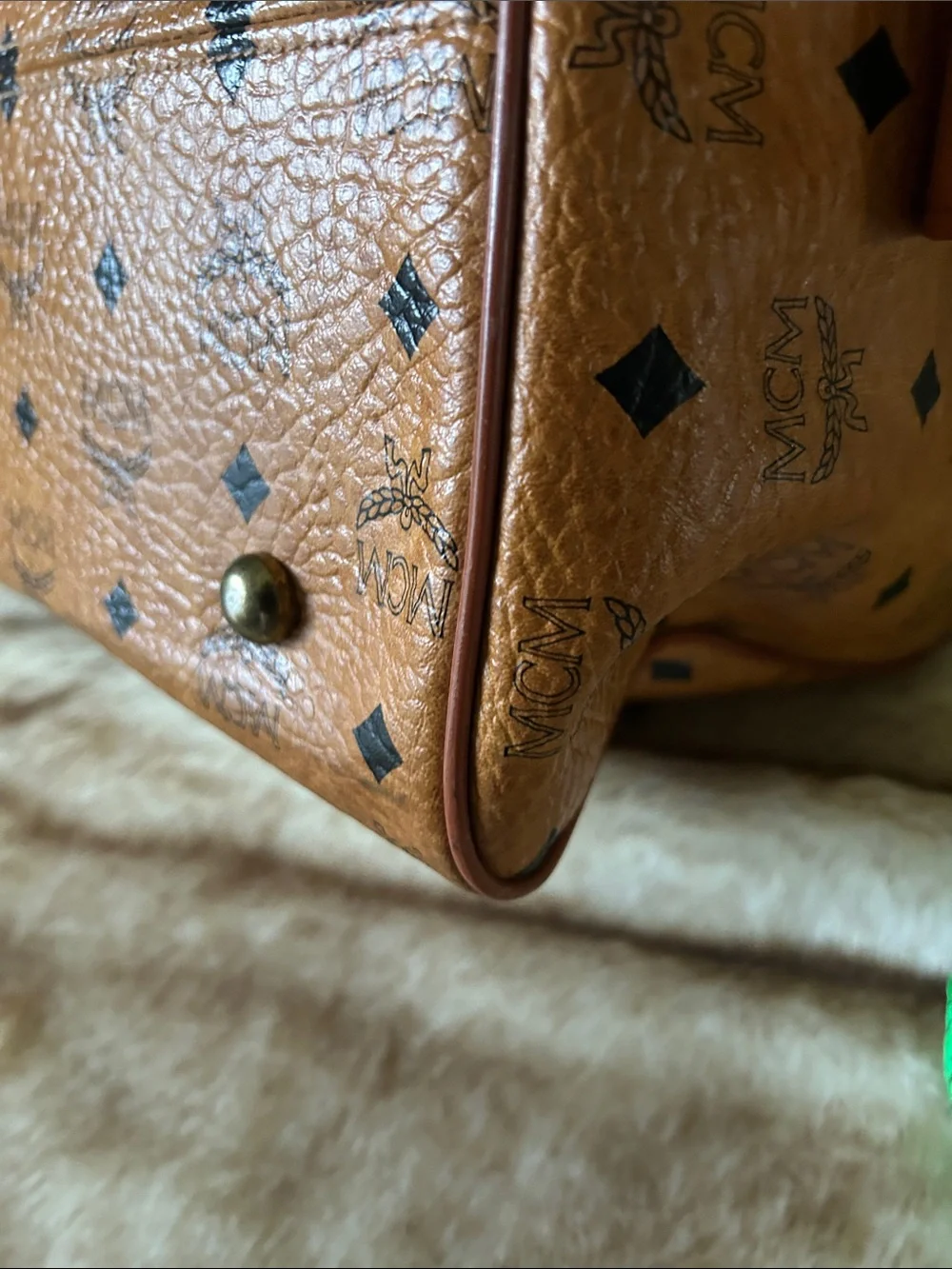 MCM Cognac Visetos Monogram Duffel with Tan Leather Trim EUC … comes with COA